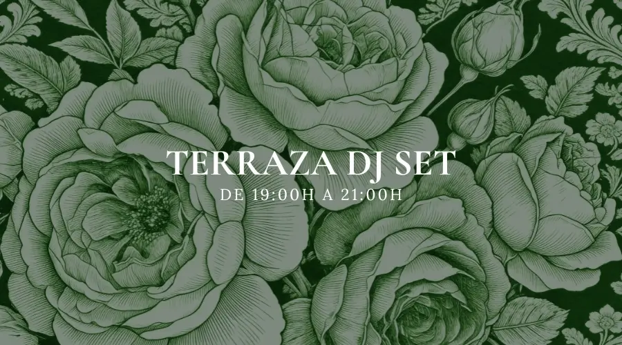 Cartel del DJ set en la terraza de Aftergreen el viernes de 19:00 a 21:00h, La Monacilla, Aljaraque (Huelva)