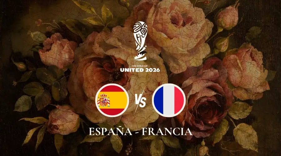 Cartel de la semifinal España - Francia del Mundial 2026, evento retransmitido en la terraza de Aftergreen, La Monacilla, Aljaraque (Huelva)
